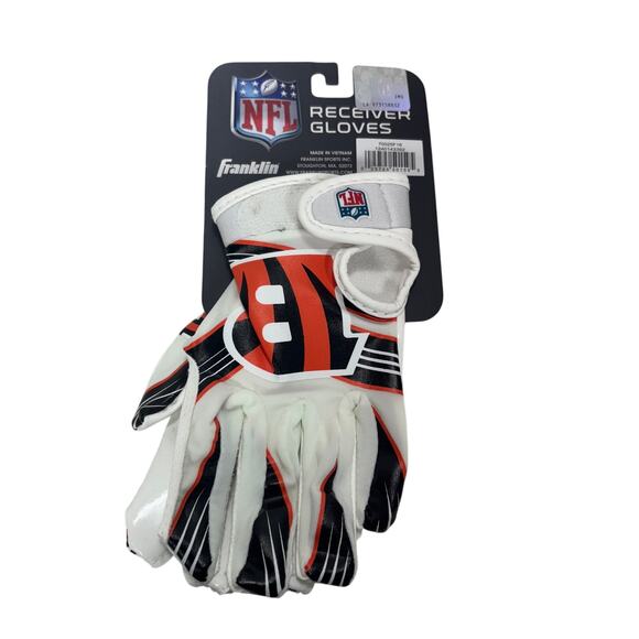 Franklin NFL Cincinnati Bengals Youth XS/S Receiver Gloves White Football New - Picture 2 of 5